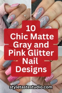 10 Chic Matte Gray and Pink Glitter Nail Designs to Elevate Your Style