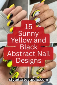 15 Sunny Yellow and Black Abstract Nail Designs That Radiate Bold Style