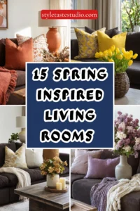15 Spring Inspired Living Rooms Featuring Dark Brown Sofas