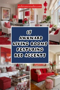 15 Smart Solutions for Awkward Living Rooms Featuring Red Accents